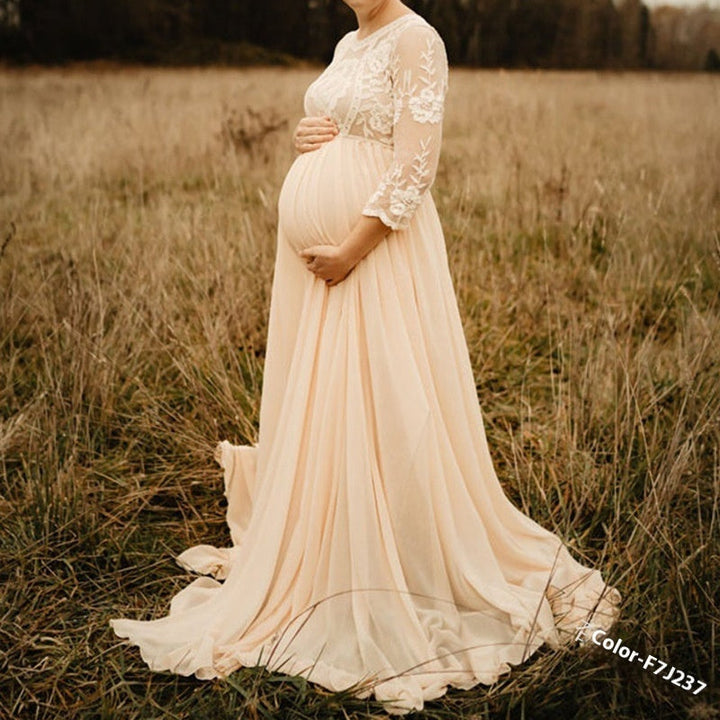 Lace Chiffon Patchwork Maternity Dress: A Must-Have for Expecting Mothers